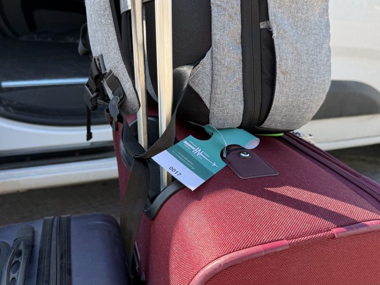 Tagged luggage prepared for Athens airport luggage transfer from airport to Piraeus