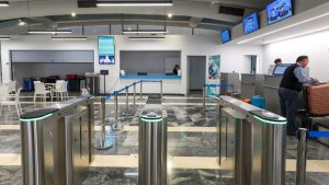 In Town Check In terminal and luggage drop-off area at Piraeus Port
